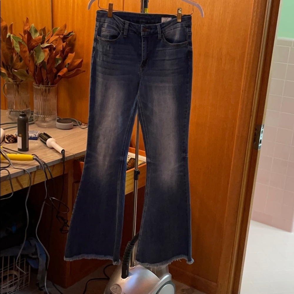 Bridge by gly flare jeans with frayed hem